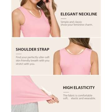 AMVELOP Basic Tank Top for Women Undershirts Sleeveless Layering Tank Top 2-4 Pack Black Gray White Pink M