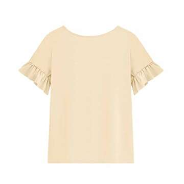 Plffkfly Girls Cute Basic Casual T Shirt Short Ruffles Sleeve Crewneck Breathable Elegant Tunic Tops Tees