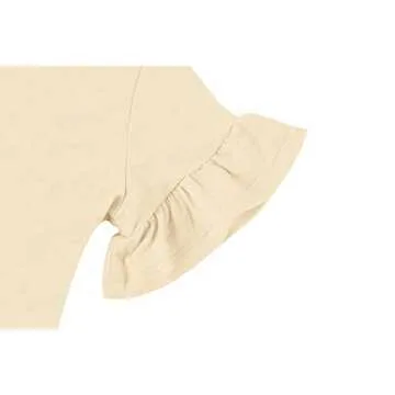 Plffkfly Girls Cute Basic Casual T Shirt Short Ruffles Sleeve Crewneck Breathable Elegant Tunic Tops Tees