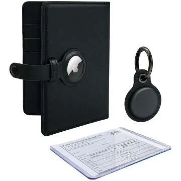 AirTag Travel Wallet Package with Passport Holder Black