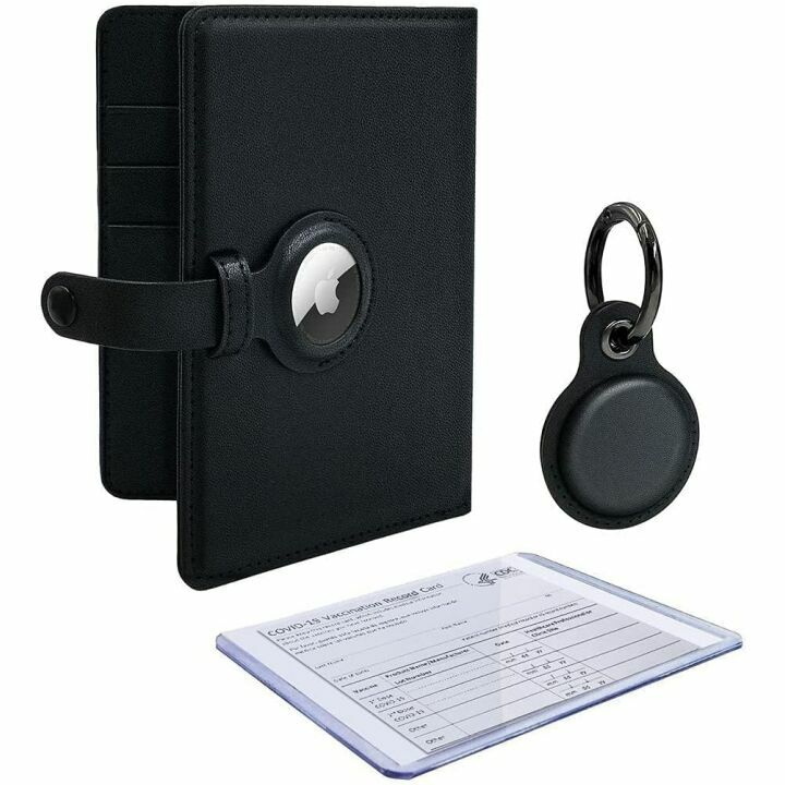 AirTag Travel Wallet Package with Passport Holder Black