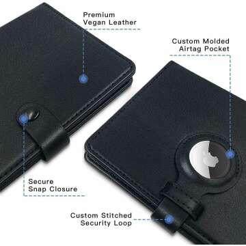 AirTag Travel Wallet Package with Passport Holder Black