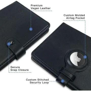 AirTag Travel Wallet Package with Passport Holder Black