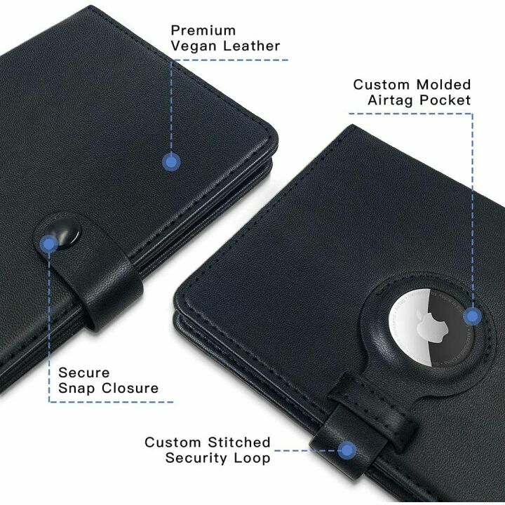 AirTag Travel Wallet Package with Passport Holder Black