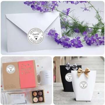 2" Round Classic Retro Stickers Thank You for Supporting Our Small Business Sticker Labels with Hear...