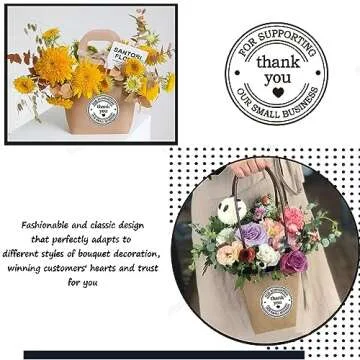 2" Round Classic Retro Stickers Thank You for Supporting Our Small Business Sticker Labels with Hearts - Printed White Thank You Stickers 500 Thank You Labels Per Roll (White, 2 inch)