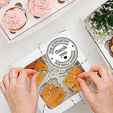 2" Round Classic Retro Stickers Thank You for Supporting Our Small Business Sticker Labels with Hearts - Printed White Thank You Stickers 500 Thank You Labels Per Roll (White, 2 inch)