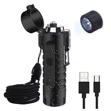 JiaDa Waterproof Electric Lighter, Plasma Lighter Flashlight 2in1 USB Rechargeable Lighters Portable...