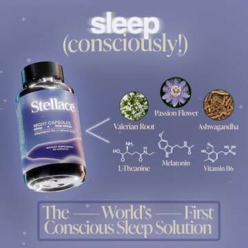 Stellace Premium Sleep Supplement: Vegan Night Capsules with Melatonin, Valerian Root & Magnesium Gy...