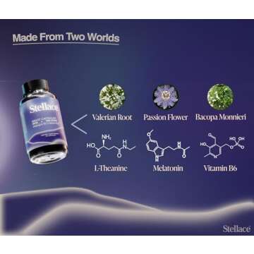 Stellace Premium Sleep Supplement: Vegan Night Capsules with Melatonin, Valerian Root & Magnesium Gycinate - Deep Sleep Aid for Conscious Rest, Reduced Nighttime Awakenings - 30 Day Supply