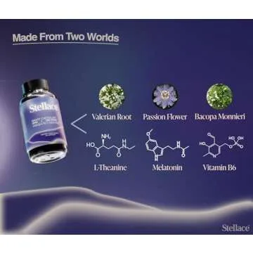 Stellace Premium Sleep Supplement: Vegan Night Capsules with Melatonin, Valerian Root & Magnesium Gycinate - Deep Sleep Aid for Conscious Rest, Reduced Nighttime Awakenings - 30 Day Supply