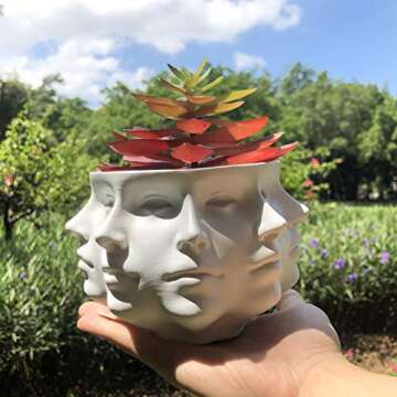 Multi-Face Succulent Planter Vase Small Face Plante Head Face Vase Home Decoration Succulent Cactus Indoor Plant Pot