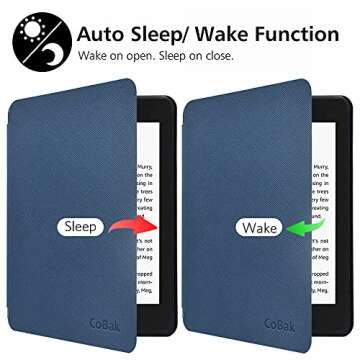 CoBak Kindle Paperwhite Case - All New PU Leather Smart Cover with Auto Sleep Wake Feature for Kindle Paperwhite 10th Generation 2018 Released, Dark Blue