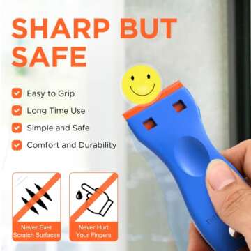 Plastic Razor Blades Scraper Tool - 2 Pack Wall Paint Remover with 100 Pcs Plastic Blades Kit No Scr...