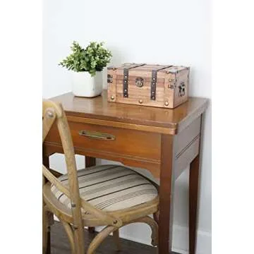SLPR Alexander Small Wooden Treasure Chest - 11" x 7" x 5.5", Wood Storage Box with Hinged Lid, Decorative Trunk for Keepsakes, Vintage Pirate Chest for Classroom