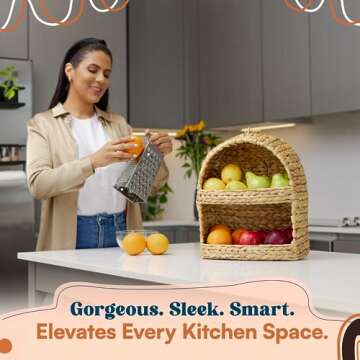 ERALEN Premium Potato and Onion Storage Bin – Versatile Storage for Potatoes and Onions, Garlic Container Storage, and More – Ideal for Housewarming Gift Baskets – Chic Kitchen Countertop Organizer