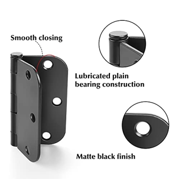 Haidms Noise-Free Matte Black Door Hinges - 18 Pack