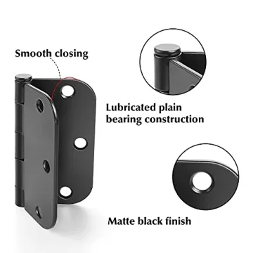 Haidms Noise-Free Matte Black Door Hinges - 18 Pack