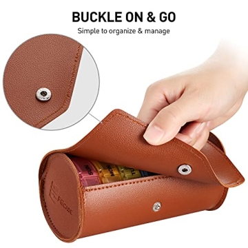 Weekly Pill Organizer 2 Times a Day, Large 7 Day Pill Box with PU Case FGcase AM PM Pill Box Daily Pill Cases Medicine Box - Rainbow Brown