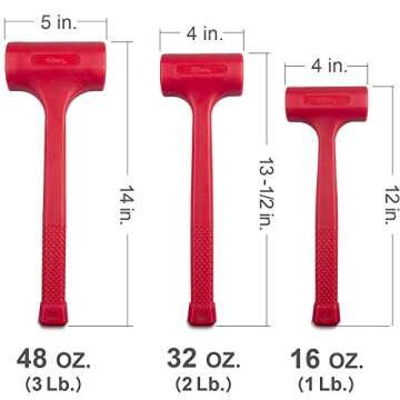3-Piece Dead Blow Hammer Set for DIY and Crafting