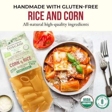 Antichi Poderi Paccheri Pasta - Organic Pasta Made from Corn and Rice - Large Circle Gluten-Free Pas...
