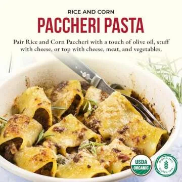 Antichi Poderi Paccheri Pasta - Organic Pasta Made from Corn and Rice - Large Circle Gluten-Free Pasta Imported from Italy, Italian Jumbo Pasta Shells - Flavorful Gourmet Pasta - 8.8 oz / 250g