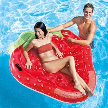 Intex Red Strawberry Inflatable Island, 63in x 52in x 10in