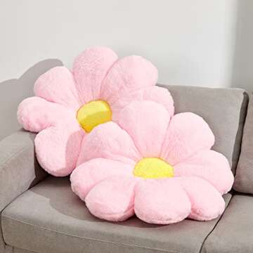 Ailive 21.6In Pink Flower Shaped Throw Pillow Floor Pillow Cushion Cute Preppy Funky Desk Plush Chair Cushion Decorative Throw Pillows for Girls Adults