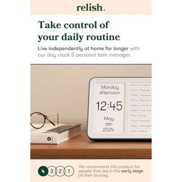 Relish Day Hub - Dementia Clock with Daily Task Manager, HD Large Screen Digital Calendar Clock for ...