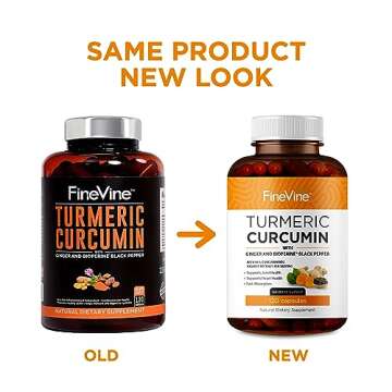 Turmeric Curcumin with BioPerine Black Pepper and Ginger - Made in USA - 120 Vegetarian Capsules for Advanced Absorption, Joints Support