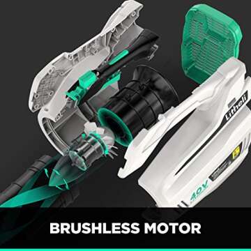 Litheli 40V Cordless Leaf Blower Battery Leaf Blowers for Lawn Care, with Brushless Motor, Axial Blower for Blowing Leaf, Dust, Snow, Debris, with 2.5Ah Battery & Charger Included