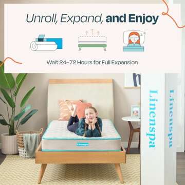 Linenspa 6 Inch Mattress - Firm Feel - Bonnell Spring with Foam Layer - Mattress in a Box - Youth or Kids Bed - Guest Bedroom - Durable and Breathable Support - Affordable - Twin Size