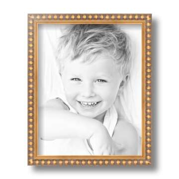 ArtToFrames 8x10 Gold Picture Frame with Beaded Design