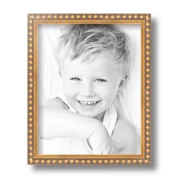 ArtToFrames 8x10 Gold Picture Frame with Beaded Design