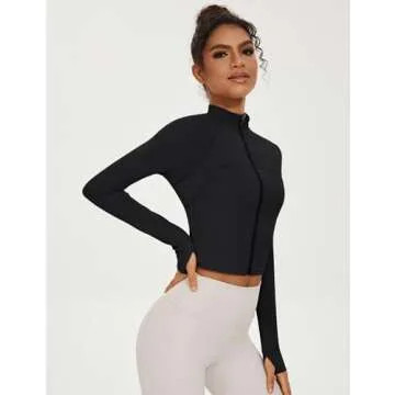 Ivicoer Lightweight Cropped Workout Jacket with Thumb Holes