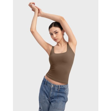 Pumifiey Women's Stylish Square Neck Tank Top for Workouts