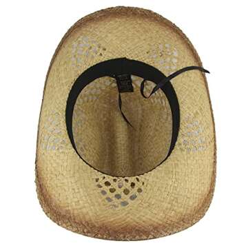 MINAKOLIFE Men's & Women's Western Style Cowboy/Cowgirl Straw Hat (Shell Beads)