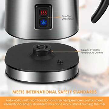 REDMOND Milk Frothers,Automatic Hot and Cold Foam Maker,Electric Milk Steamer, Milk Frother for Coffee, Hot Chocolates, Latte, Cappuccino,Milk Warmer Heater with Whisk,500 W,MF007