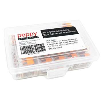 WAGO 221 Lever-Nuts 36pc Compact Splicing Wire Connector Assortment. Includes (16x) 221-412, (12x) 221-413, (8X) 221-415