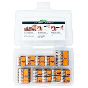 WAGO 221 Lever-Nuts 36pc Compact Splicing Wire Connector Assortment. Includes (16x) 221-412, (12x) 221-413, (8X) 221-415