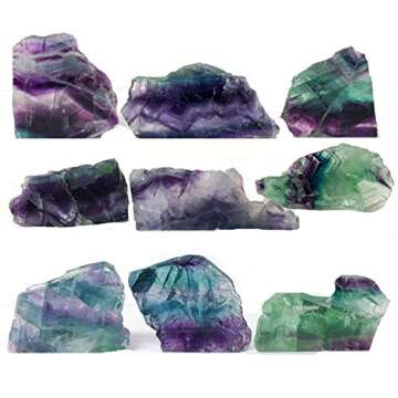 Zenkeeper 1 Lb Large Rough Fluorite Stone Raw Fluorite Crystal Stone Natural Rainbow Fluorite Purple...