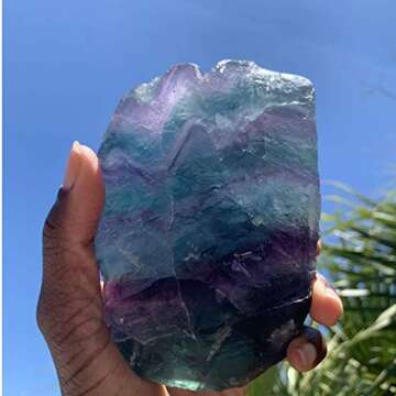Zenkeeper 1 Lb Large Rough Fluorite Stone Raw Fluorite Crystal Stone Natural Rainbow Fluorite Purple Fluorite Green Fluorite Crystal Stone Mineral Specimen Gemstone Healing Crystals and Stones