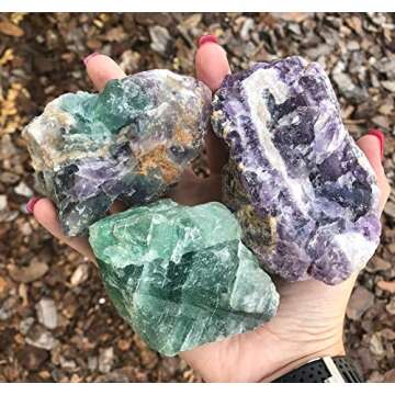 Zenkeeper 1 Lb Large Rough Fluorite Stone Raw Fluorite Crystal Stone Natural Rainbow Fluorite Purple Fluorite Green Fluorite Crystal Stone Mineral Specimen Gemstone Healing Crystals and Stones