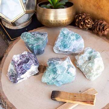 Zenkeeper 1 Lb Large Rough Fluorite Stone Raw Fluorite Crystal Stone Natural Rainbow Fluorite Purple Fluorite Green Fluorite Crystal Stone Mineral Specimen Gemstone Healing Crystals and Stones