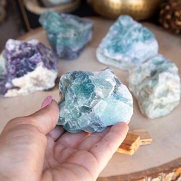 Zenkeeper 1 Lb Large Rough Fluorite Stone Raw Fluorite Crystal Stone Natural Rainbow Fluorite Purple Fluorite Green Fluorite Crystal Stone Mineral Specimen Gemstone Healing Crystals and Stones