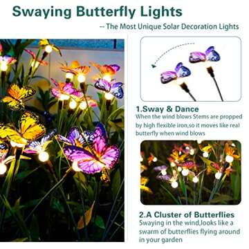 TONULAX Solar Garden Lights - Swaying Butterfly Light, Swaying in The Wind, Solar Outdoor Lights, Ya...