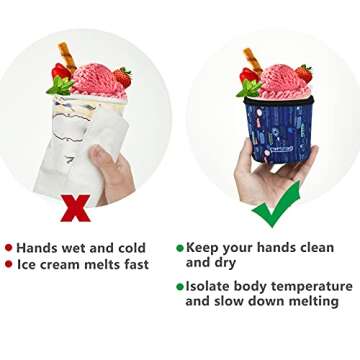 Cactus Pattern Pint Ice Cream Sleeves with Spoon Holder