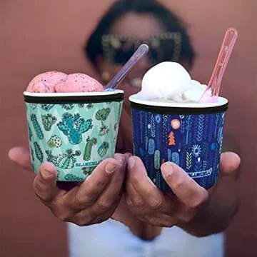 Cactus Pattern Pint Ice Cream Sleeves with Spoon Holder