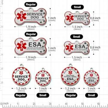 Personalized Stainless Steel Service Dog Tag - Custom Emotional Support Animal Tags for Small & Large Dogs and Cats - 4 Line Engraved Name ESA Dog Tag Ideal for Collars, Vests, and Harnesses (Bone)