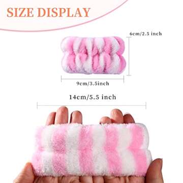 12Pcs Women's Face Washing Wristbands Wrist Towels for Washing Face, Microfiber Wrist Bands for Washing Face, Reusable Absorbent Wrist Spa Washband, Prevent Water from Spilling Down Your Arms (B)